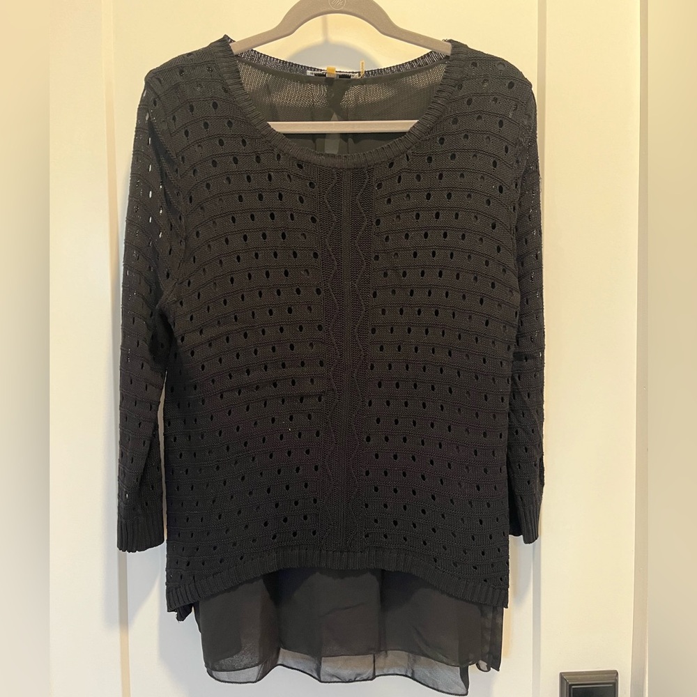 Sioni Black Pullover with Sheer Lining EUC size XL